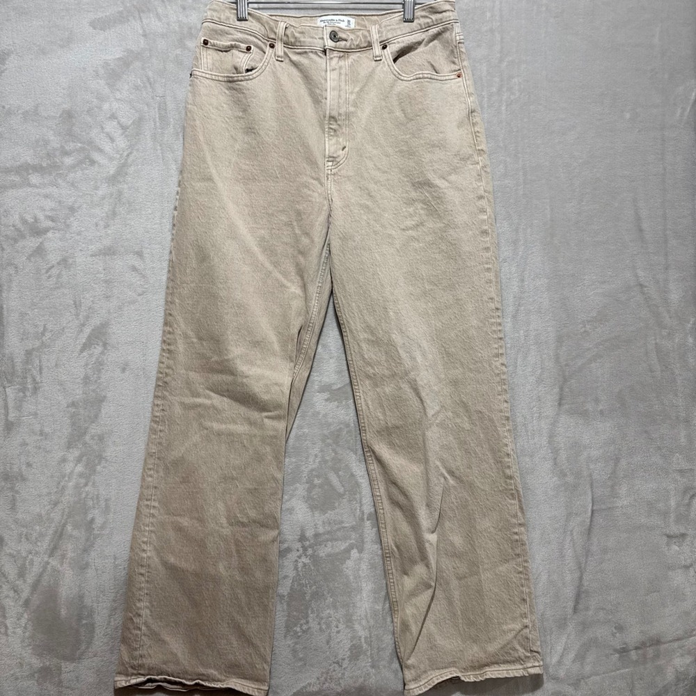 VTG Abercrombie &‎ Fitch The 90s Relaxed Jean High Rise Beige Khaki Size 30 10R